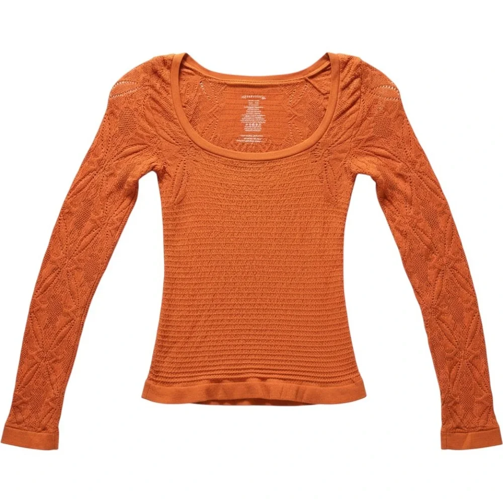NWT Intimately Free People Backroad Seamless Long Sleeve Top Copper Orange XS/S